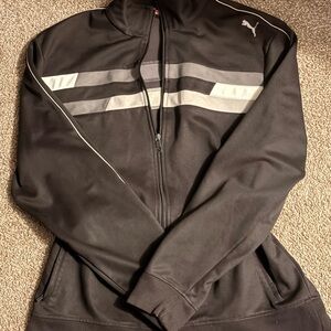 Puma Men's Black and Gray Zip-Up Sweater